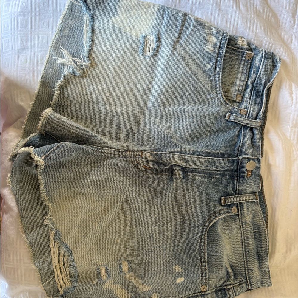 Madewell Light Blue Denim Shorts with Label Detail